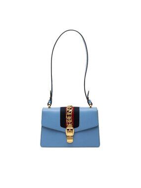 Gucci Sylvie Sherry Line Blue Leather